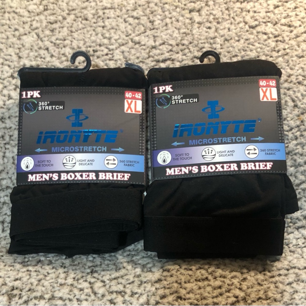 Ironyte Men Microstretch Boxer Briefs Black Size X-Large Lot Of 2